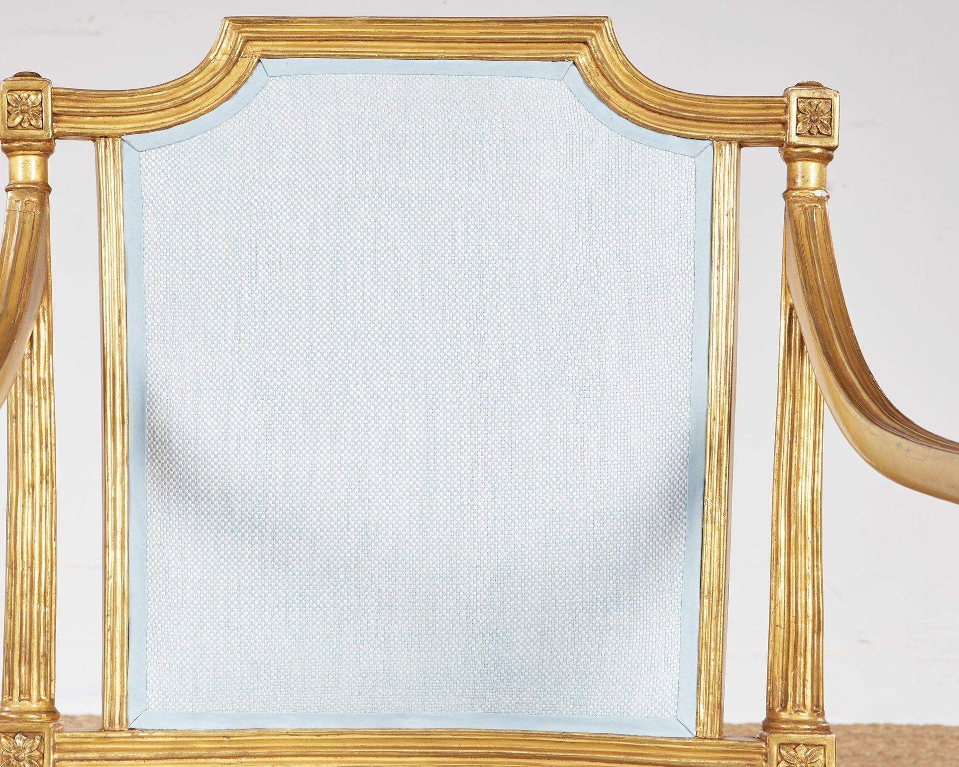 Set di quattro poltrone in legno dorato di Giorgio III in vendita 3