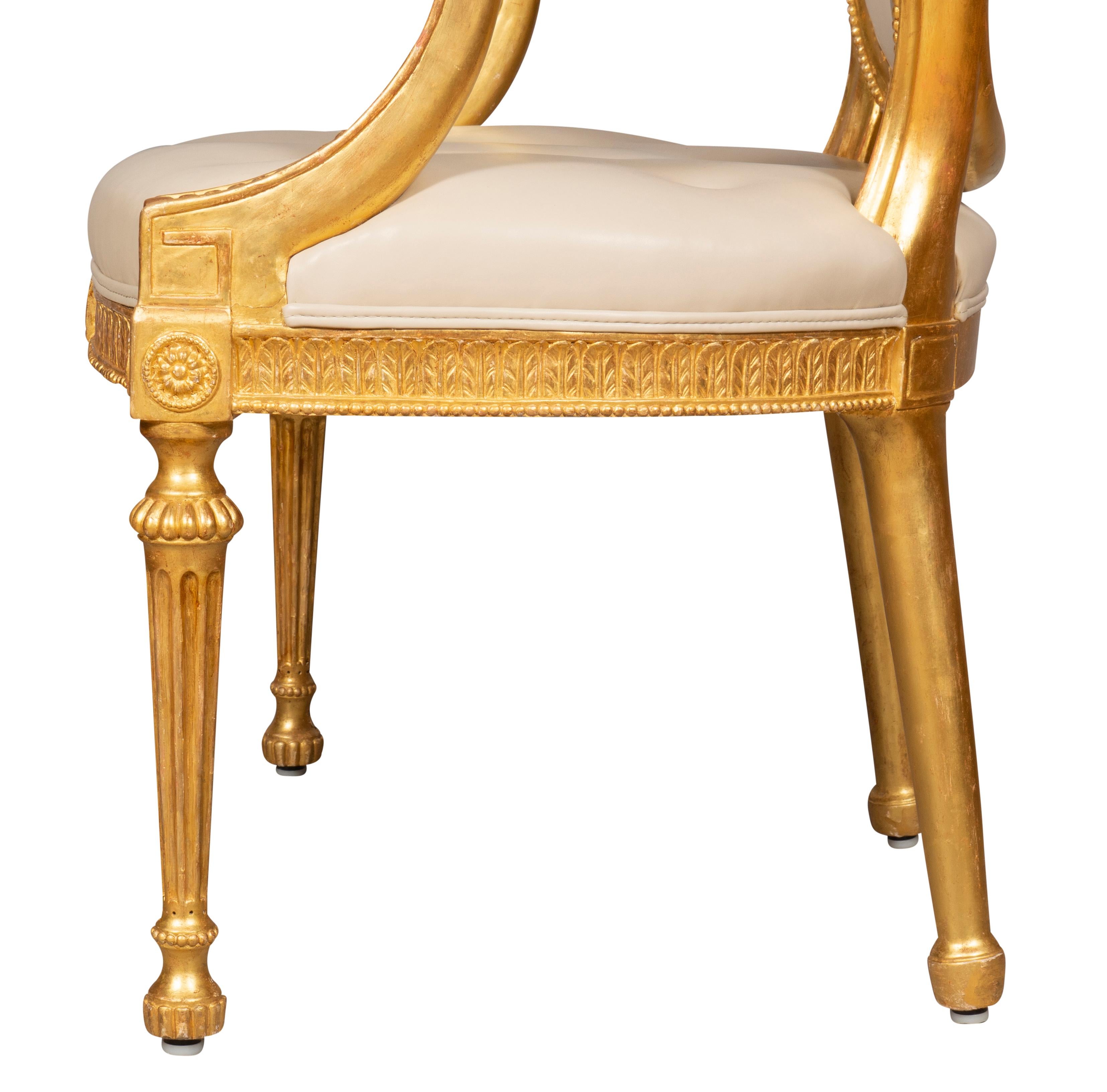Set of Four George III Style Giltwood Armchairs For Sale 4