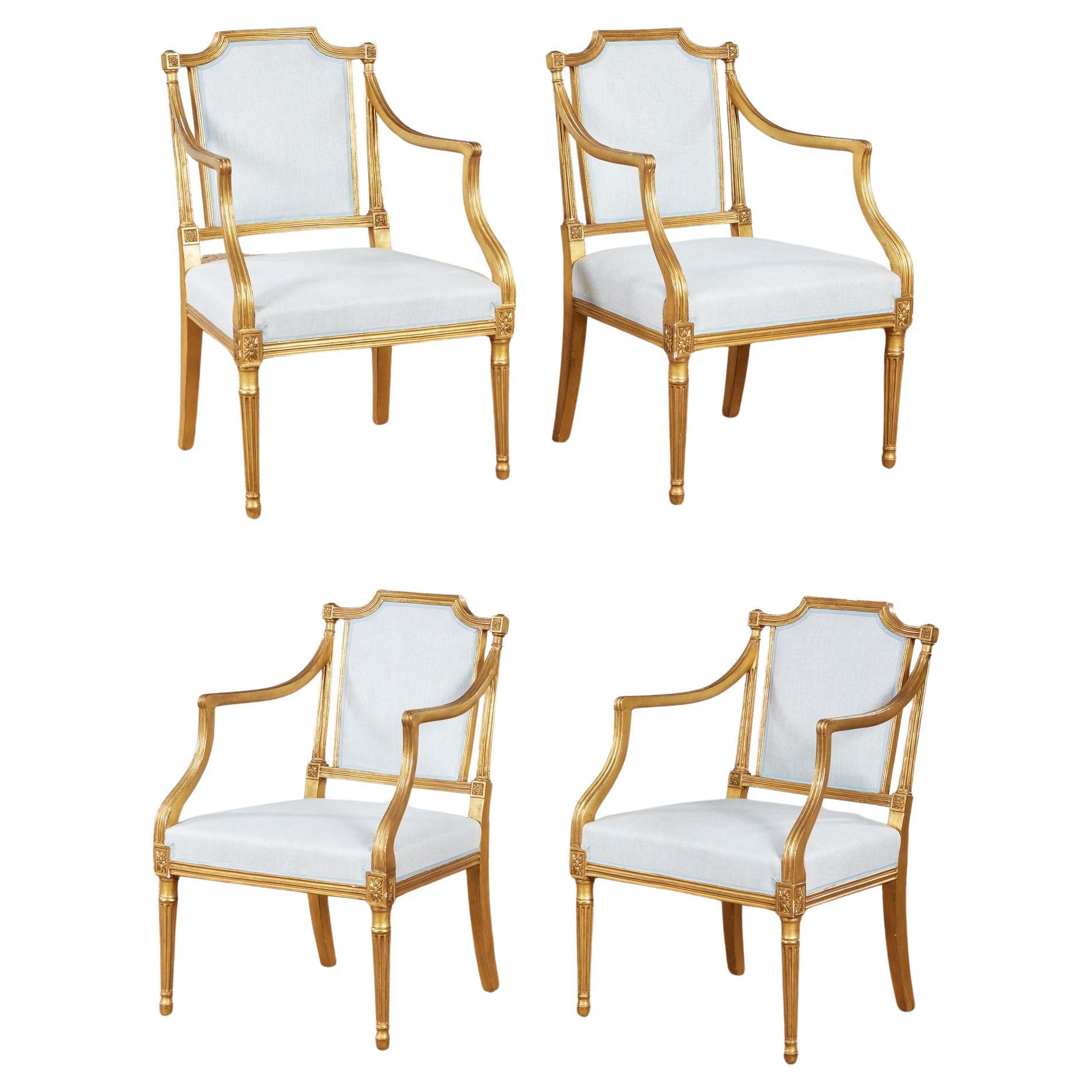 Set of Four George III Giltwood Armchairs