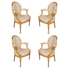 Set of Four George III Style Giltwood Armchairs