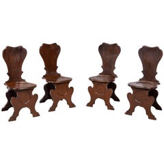 Set of Four George III Period Mahogany Hall Chairs