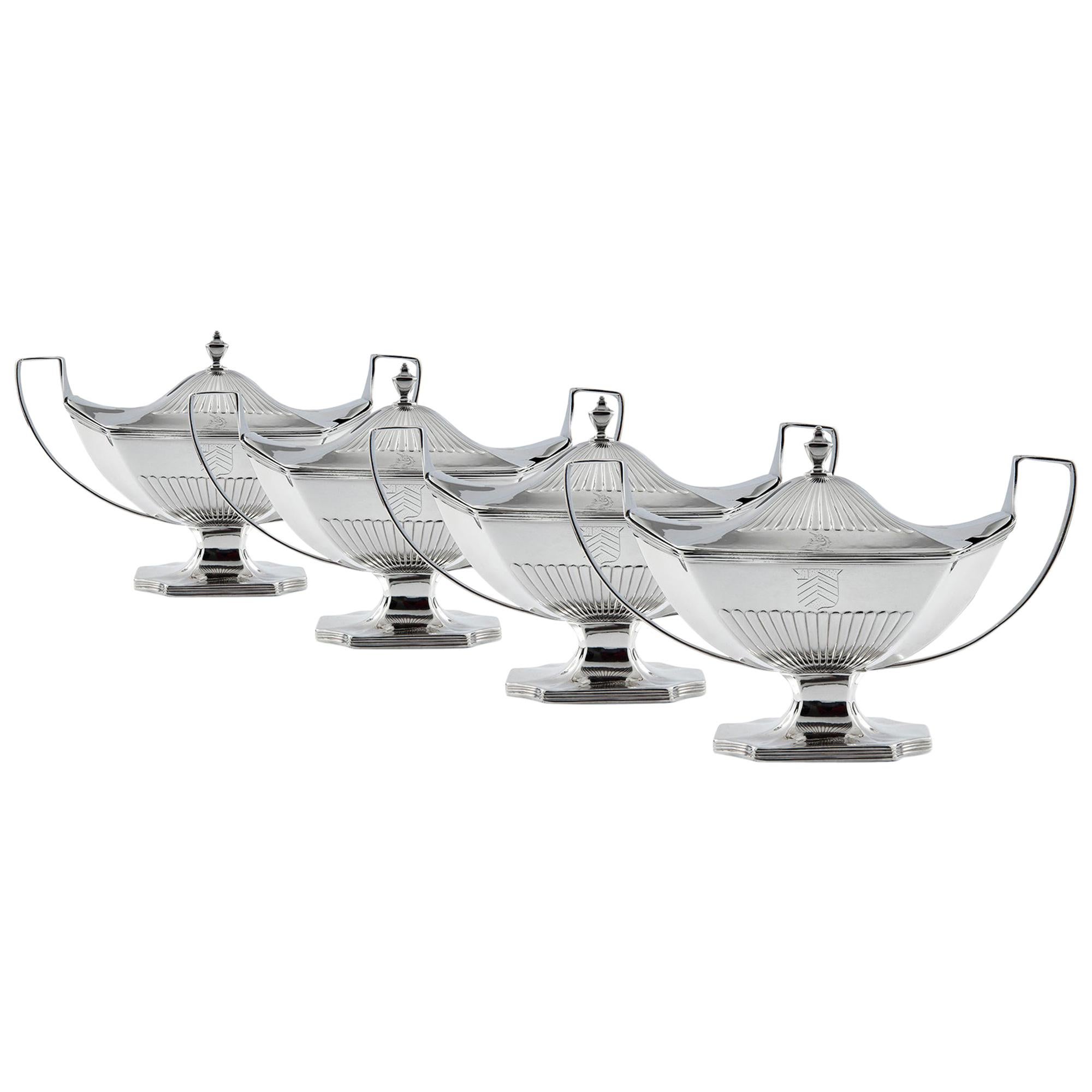 Set of Four George III Sauce Tureens and Covers For Sale
