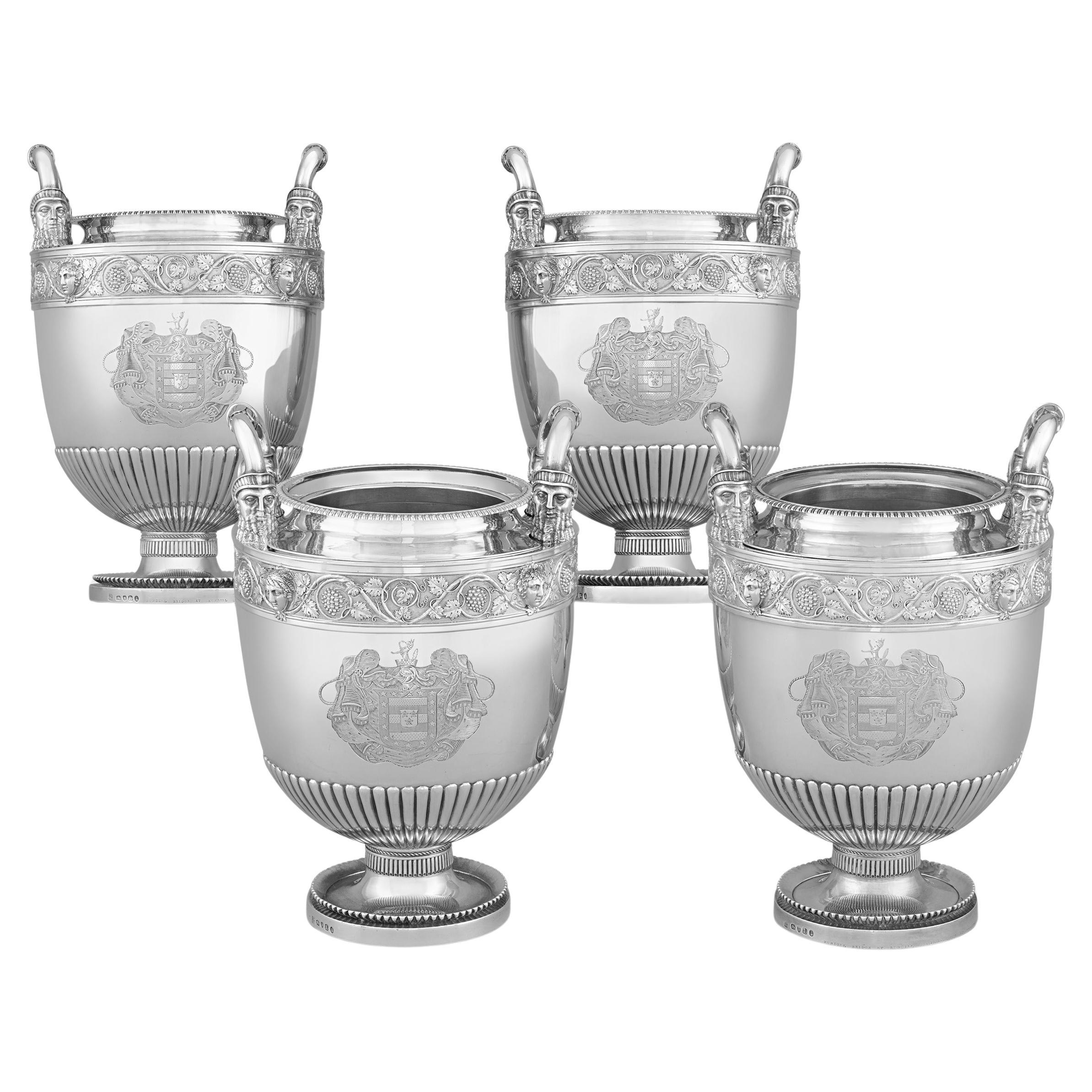 Satz von vier Weinkühlern aus Georg III. Silber von Rundell, Bridge 
Rundell im Angebot
