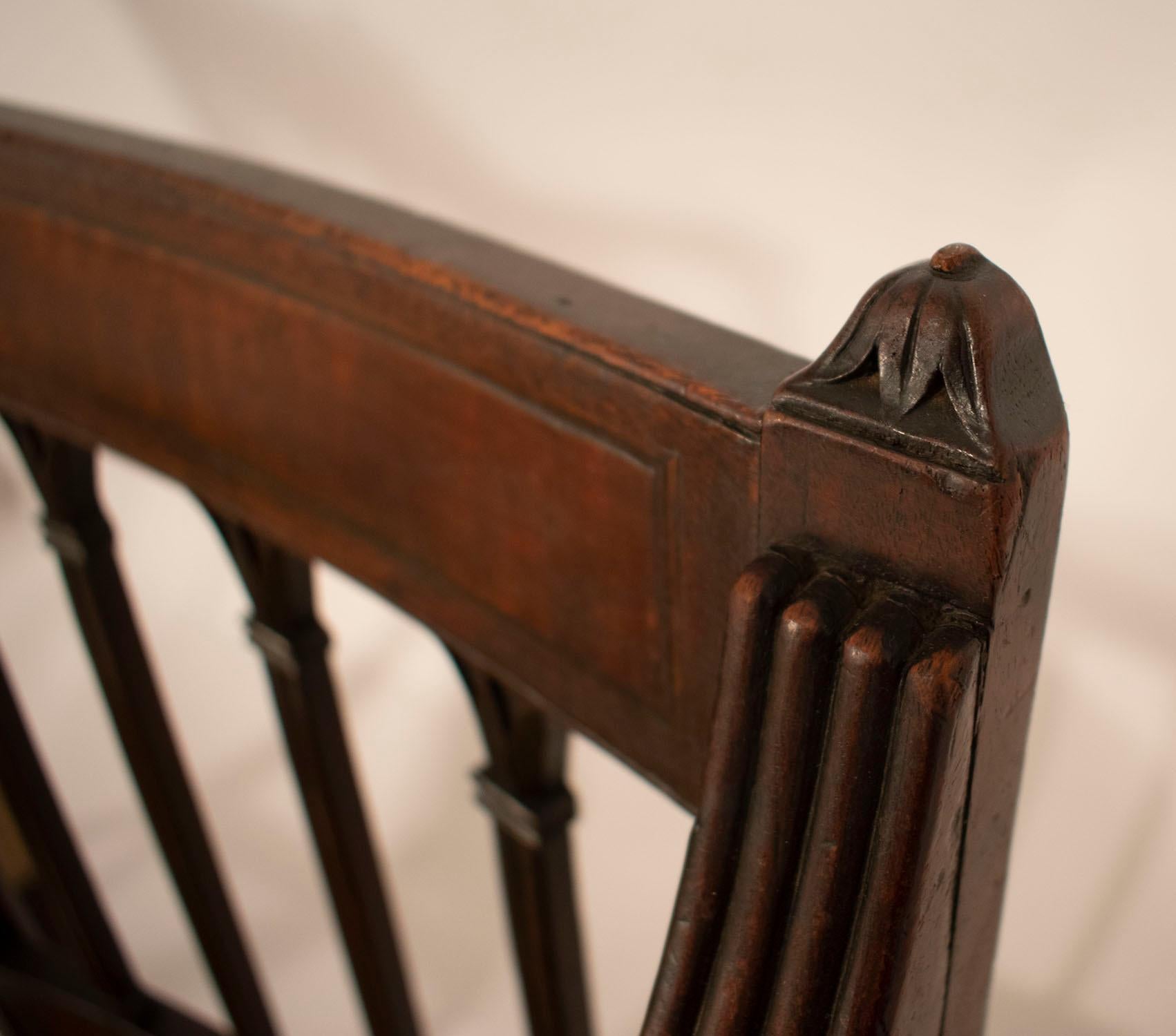 English Set of Four George III Dining Chairs, Antique, circa 1790, Walnut and Textile