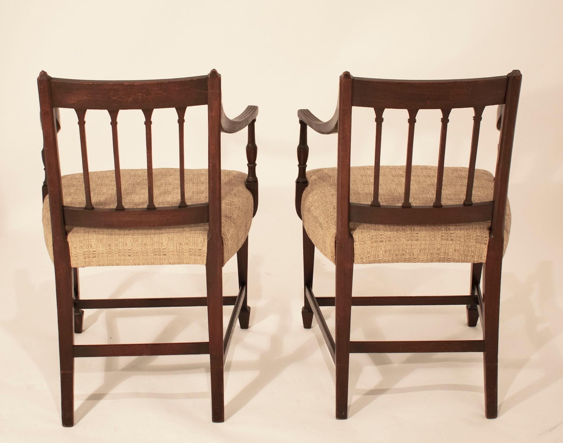 18th Century Set of Four George III Dining Chairs, Antique, circa 1790, Walnut and Textile