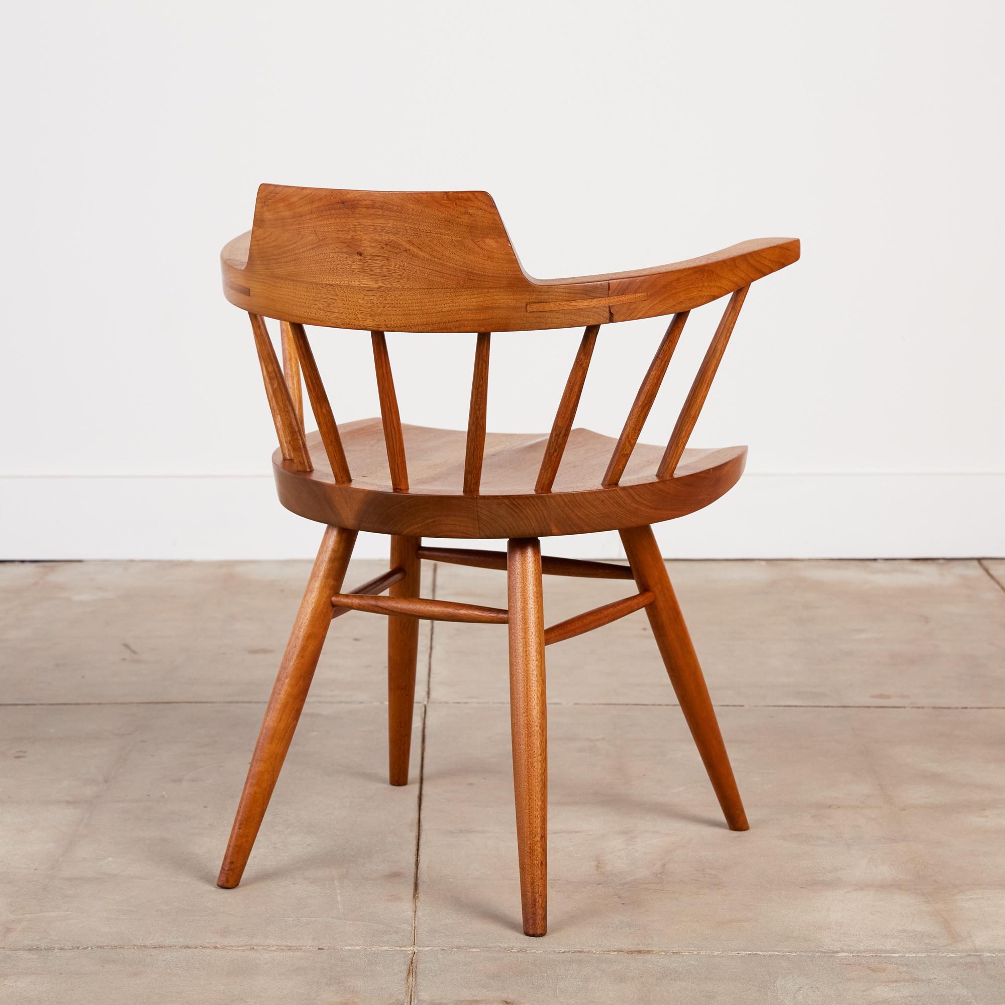 Set of Four George Nakashima Black Walnut Captain's Chairs 4