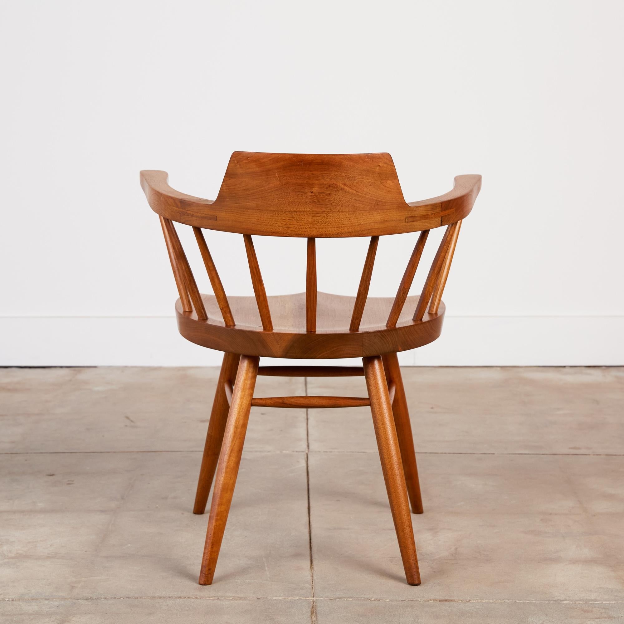 Set of Four George Nakashima Black Walnut Captain's Chairs 6