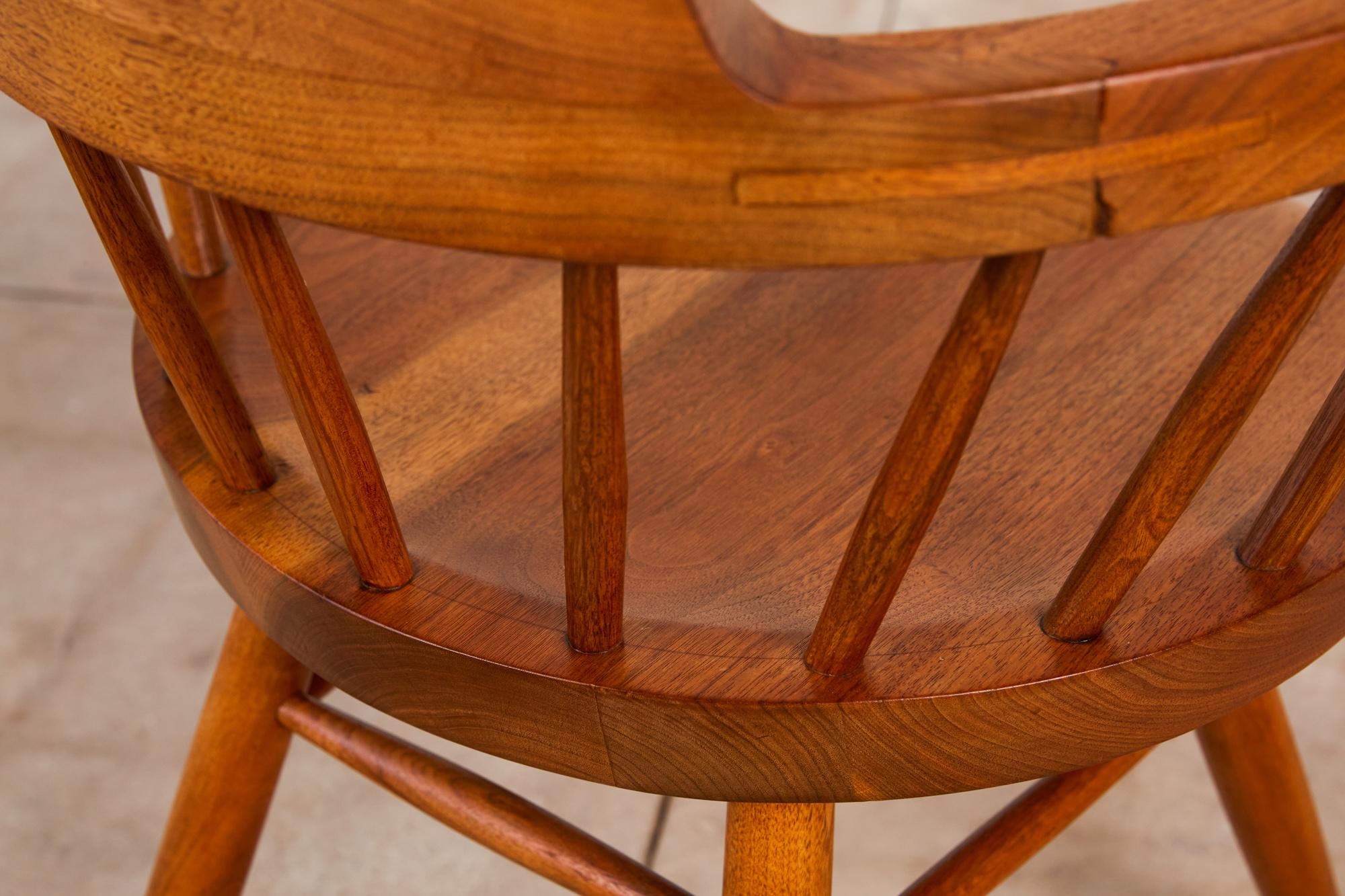 Set of Four George Nakashima Black Walnut Captain's Chairs 8