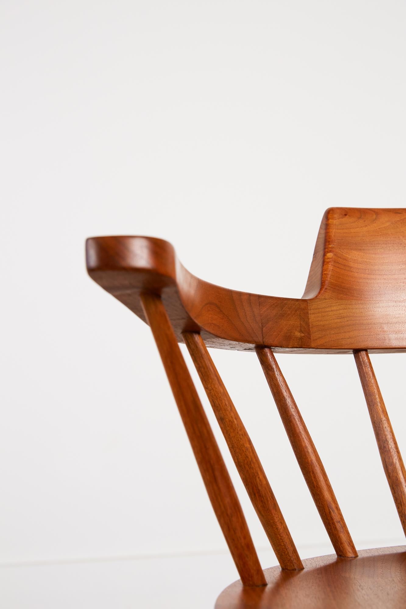 Set of Four George Nakashima Black Walnut Captain's Chairs 11
