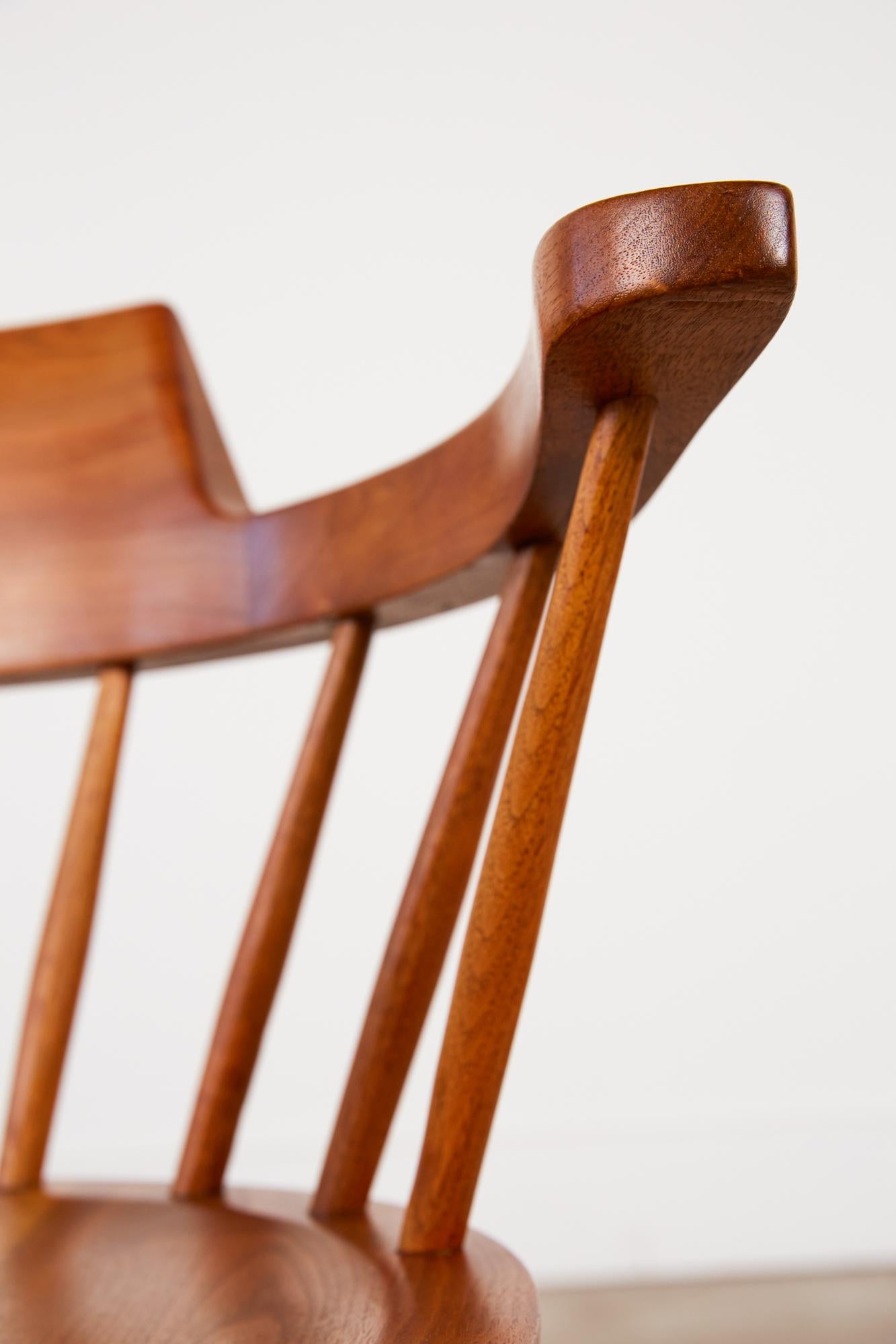 Set of Four George Nakashima Black Walnut Captain's Chairs 12