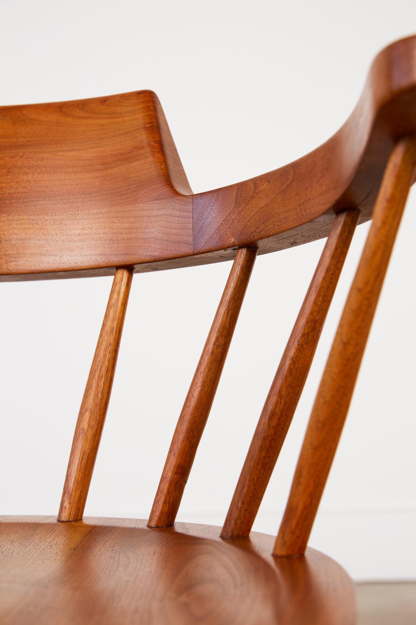 Set of Four George Nakashima Black Walnut Captain's Chairs 13
