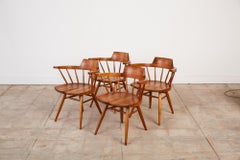 Ensemble de quatre chaises de capitaine en noyer noir de George Nakashima
