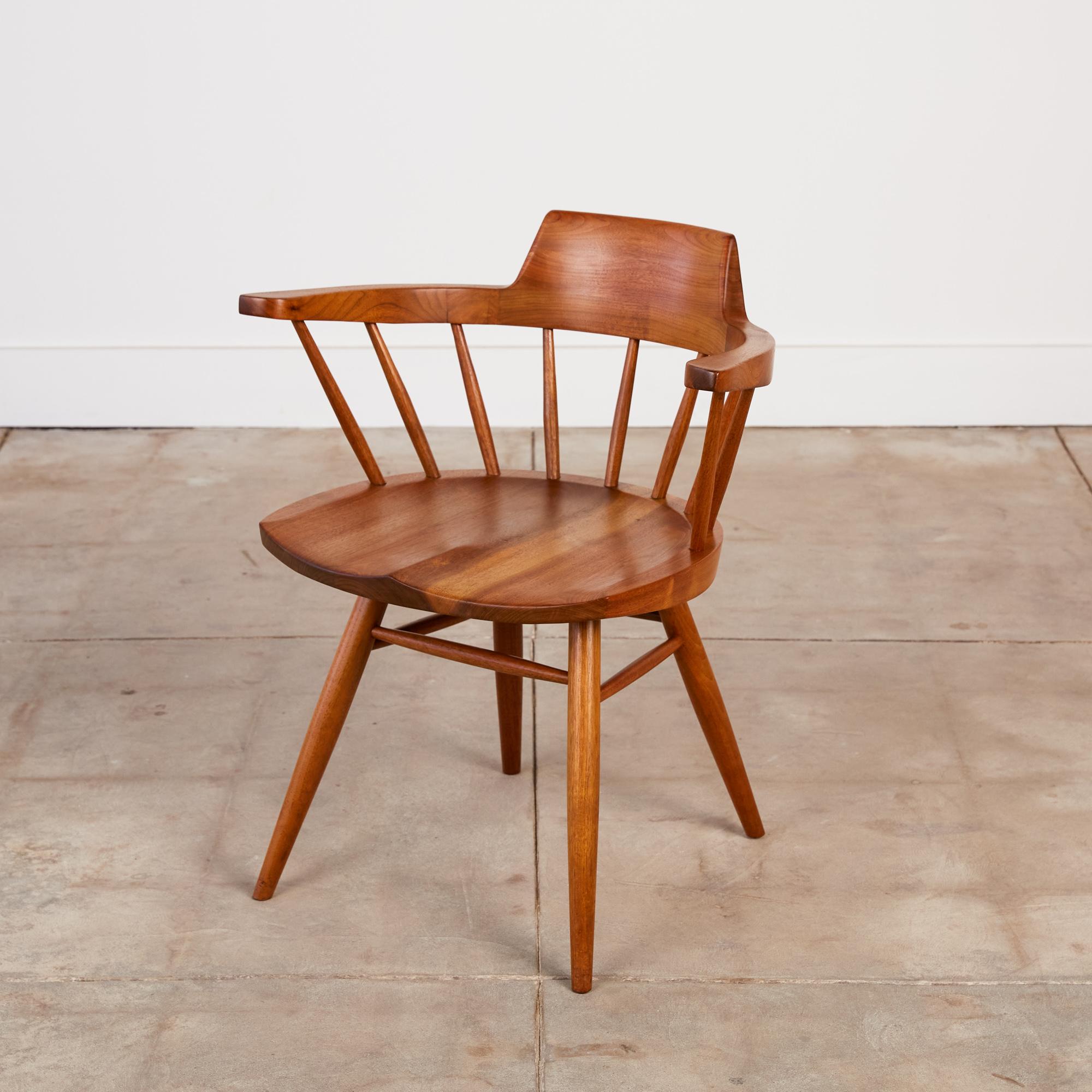 Set of Four George Nakashima Black Walnut Captain's Chairs 1