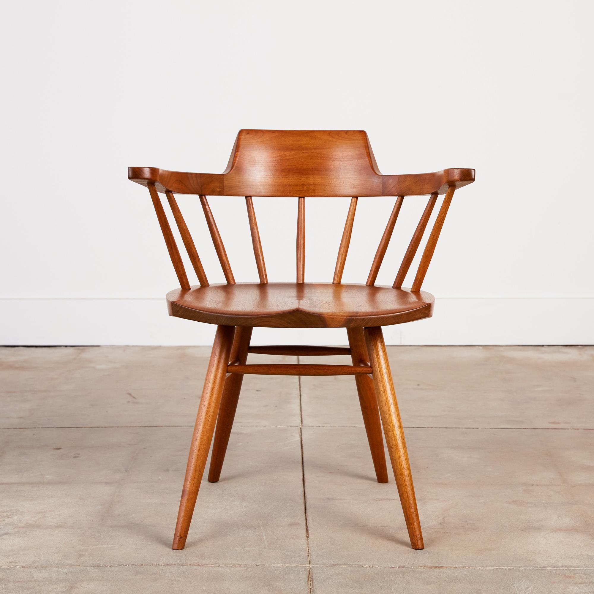 Set of Four George Nakashima Black Walnut Captain's Chairs 3