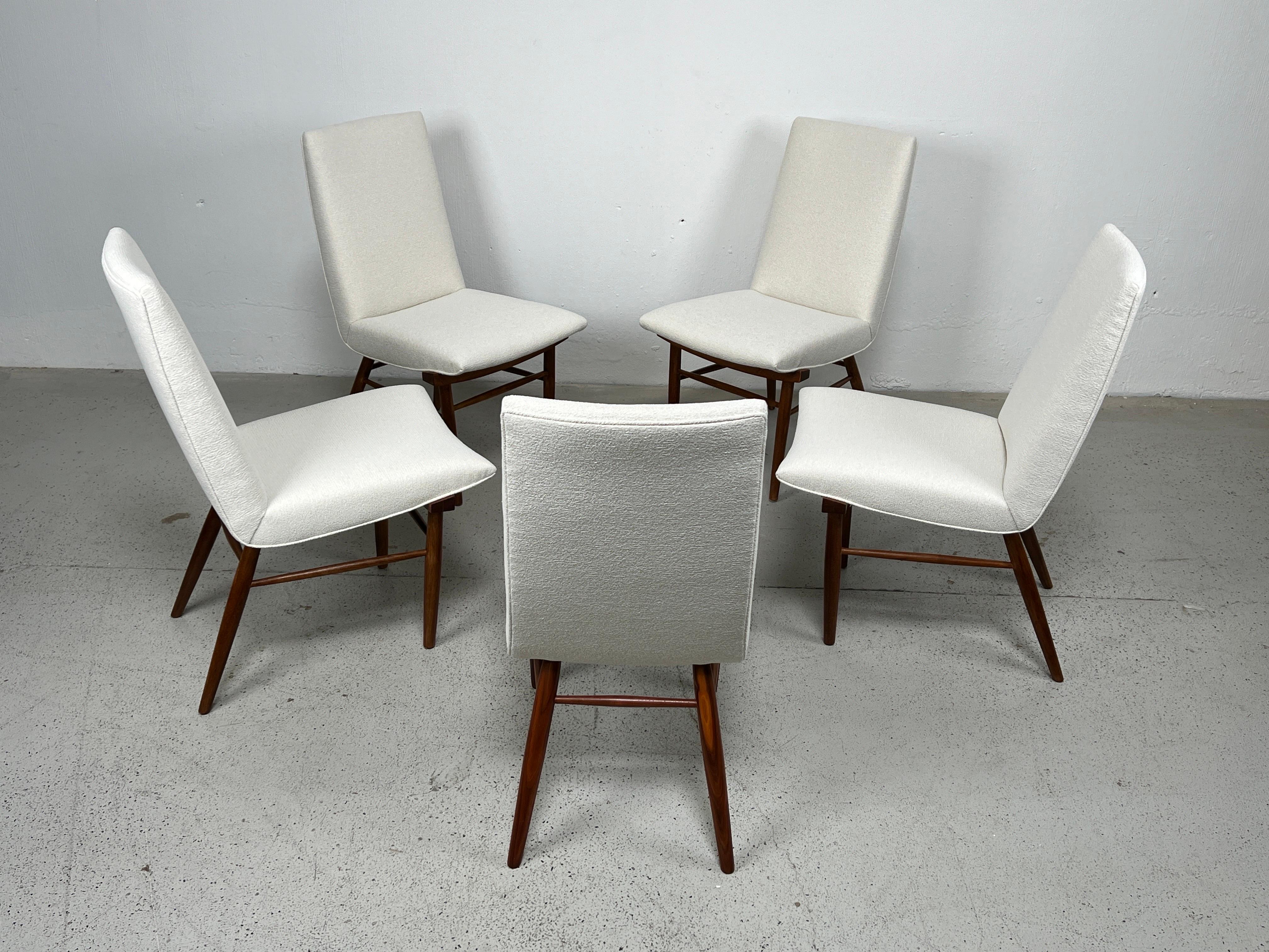 Fabric Set of Four George Nakashima Model 206 Dining Chairs for Widdicomb For Sale