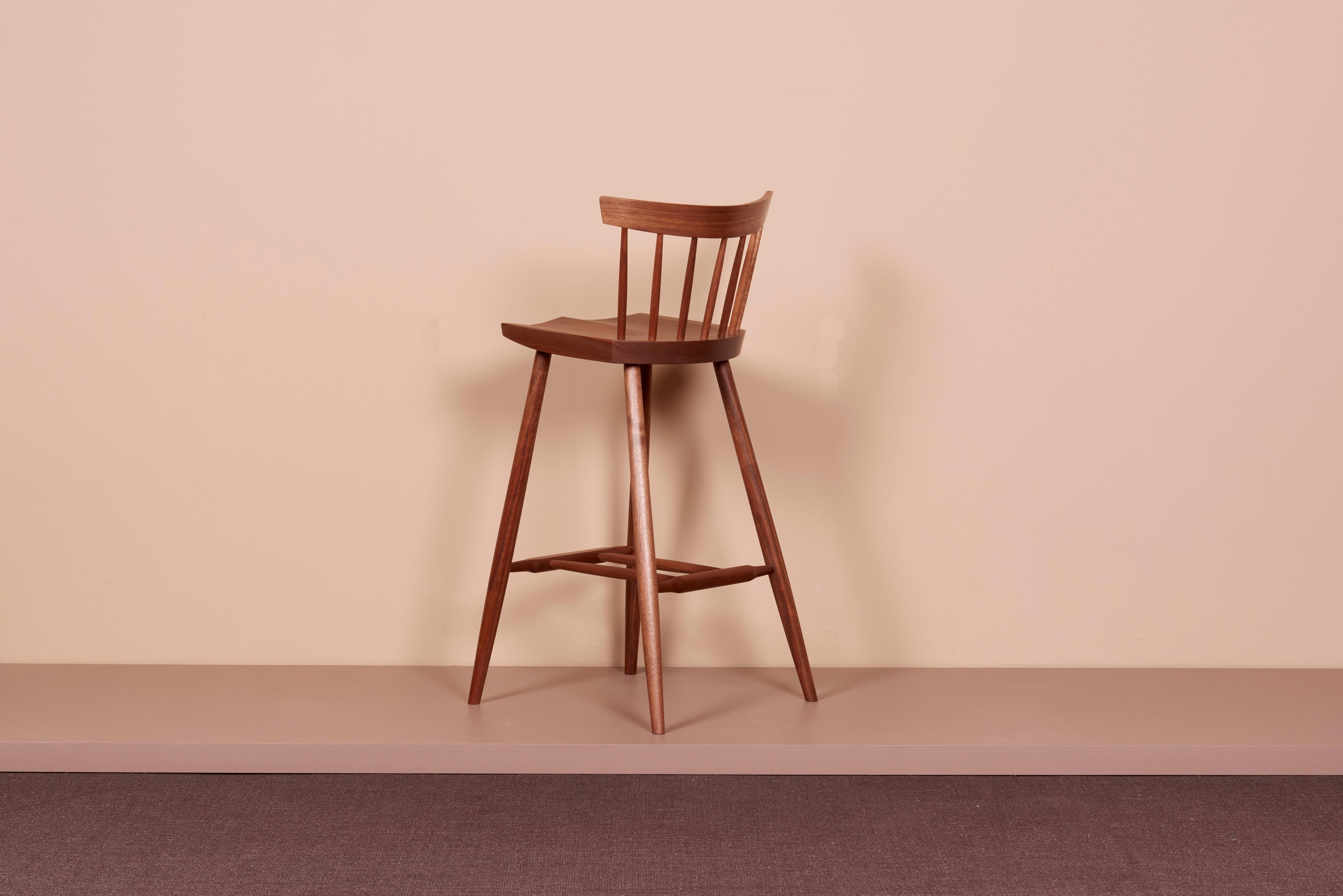 Mid-Century Modern Four Mira Nakashima 4-Legged High Chairs based on a design by George Nakashima For Sale
