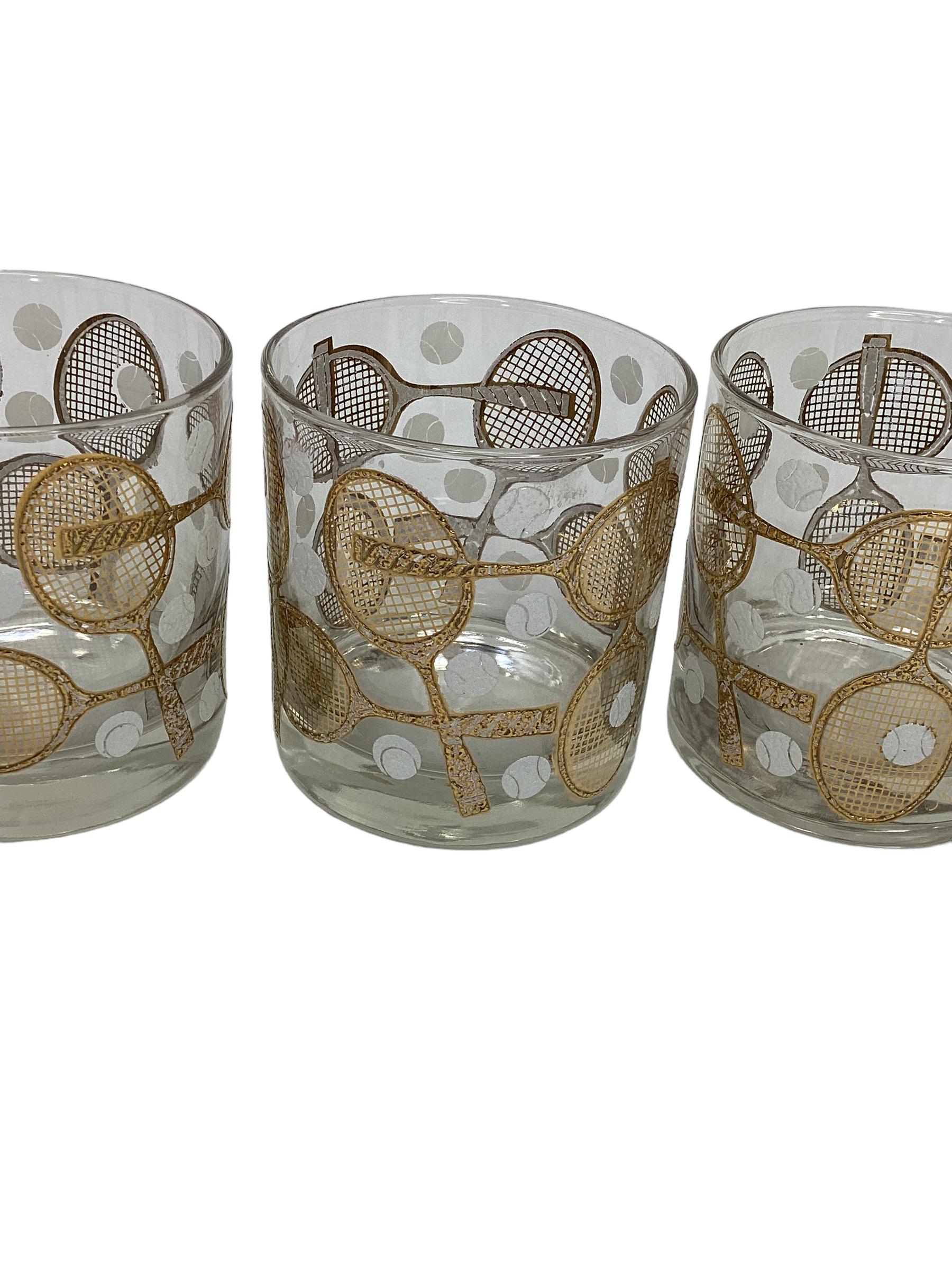 Mid-Century Modern Set of Four Georges Briard Tennis Rock Glasses 
