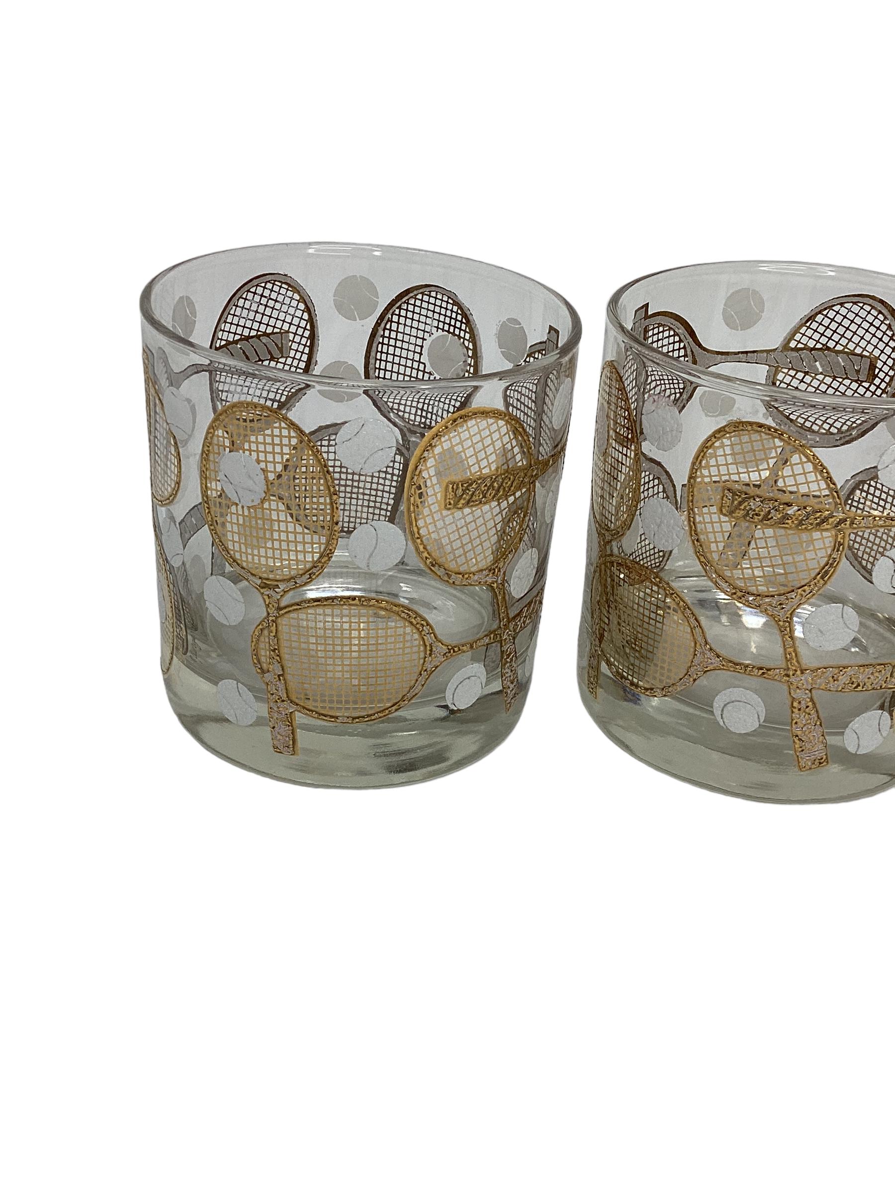 American Set of Four Georges Briard Tennis Rock Glasses 