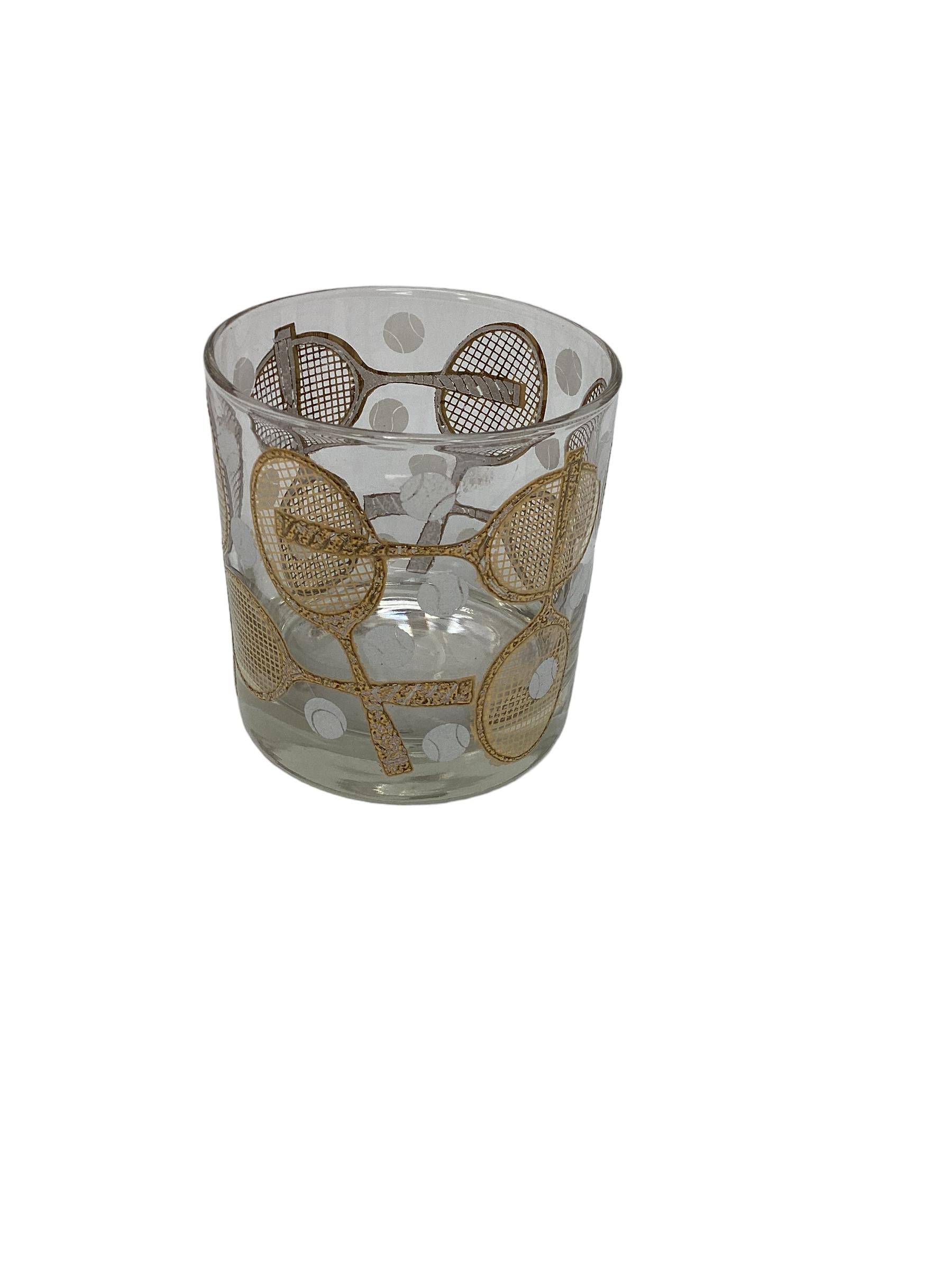 Late 20th Century Set of Four Georges Briard Tennis Rock Glasses 