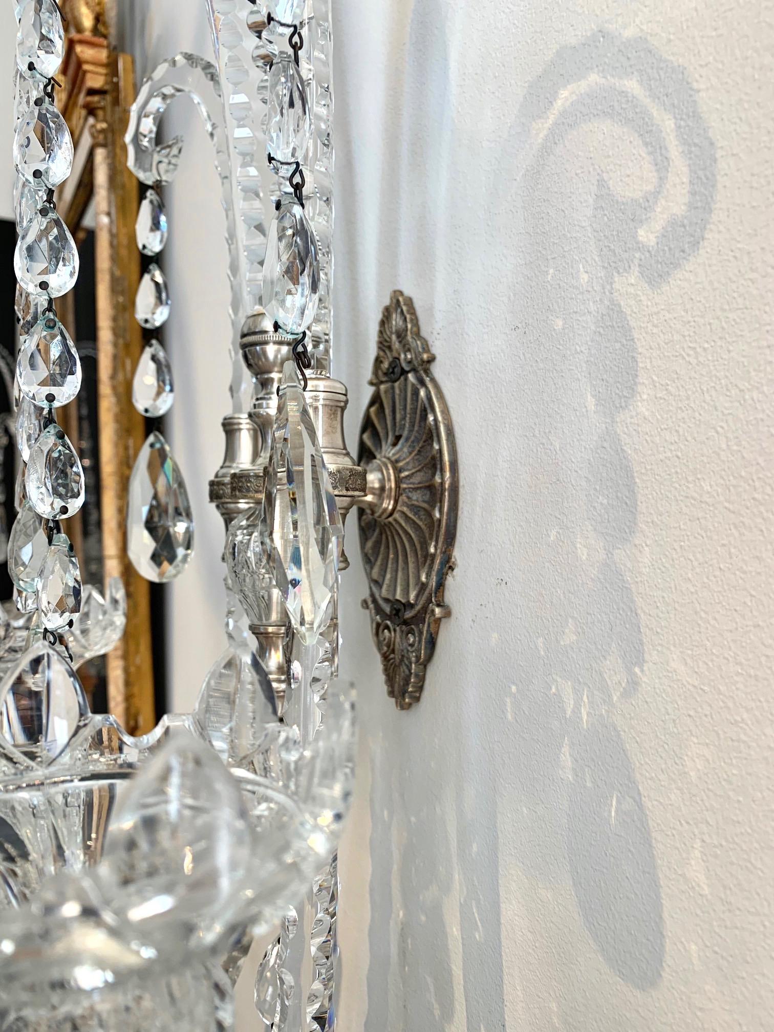 Set of Four Georgian Cut Crystal Wall Sconces 1