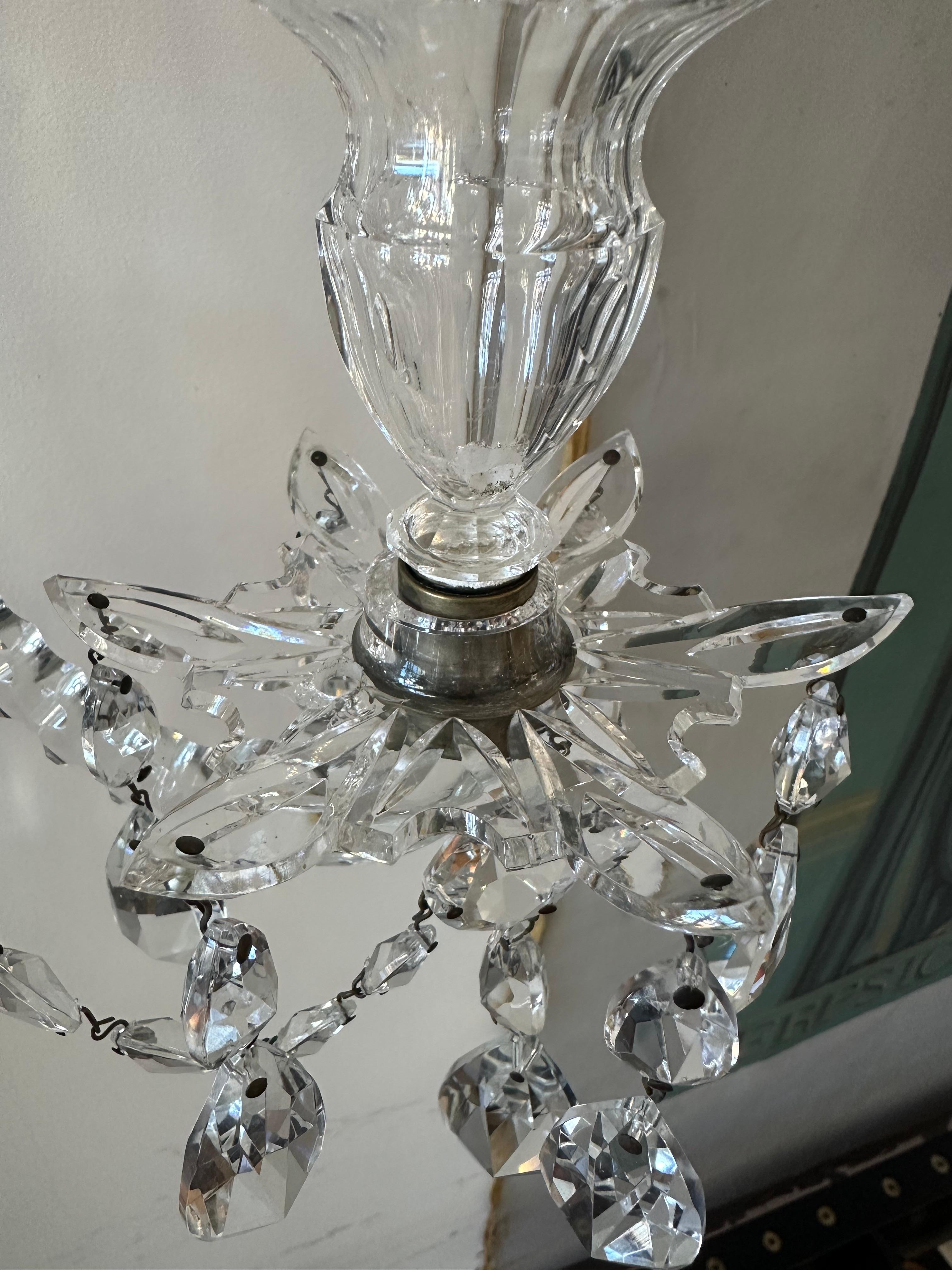 Set di quattro lampade da parete georgiane in cristallo finemente tagliato In condizioni buone in vendita a Essex, MA