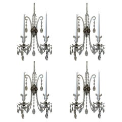 Set of Four Georgian Finely Cut Crystal Wall Sconces