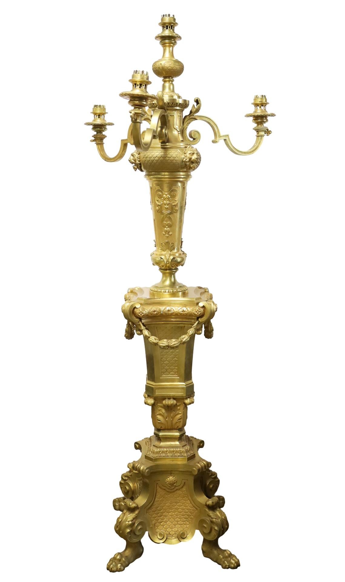 Set of Four Georgian Gilt Bronze Palace Torchieres im Zustand „Gut“ im Angebot in Dallas, TX