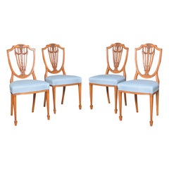 Set of Four Georgian Revival Satinwood Side Chairs