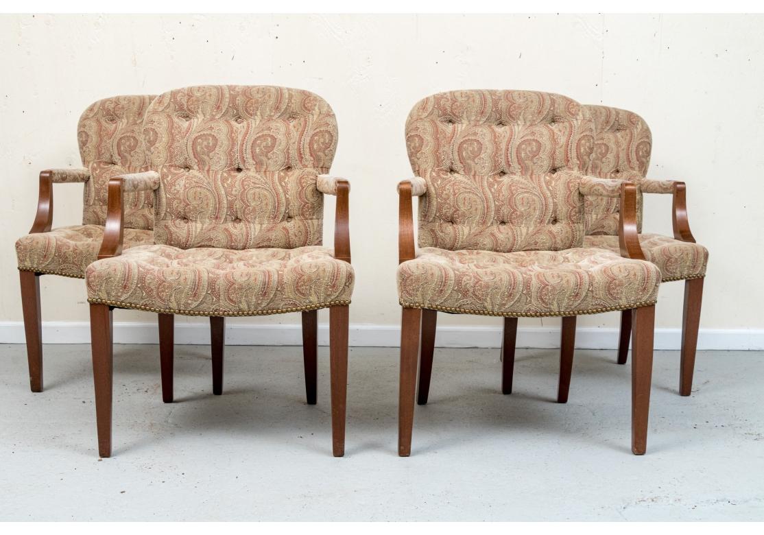 Set Of Four Georgian Style Paisley Covered Armchairs In Fair Condition In Bridgeport, CT