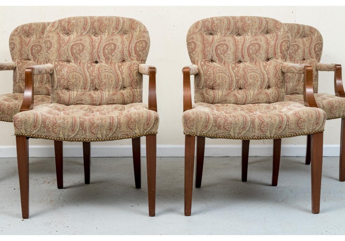20th Century Set Of Four Georgian Style Paisley Covered Armchairs