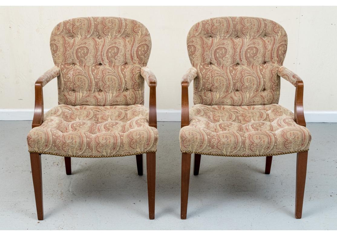 Fabric Set Of Four Georgian Style Paisley Covered Armchairs