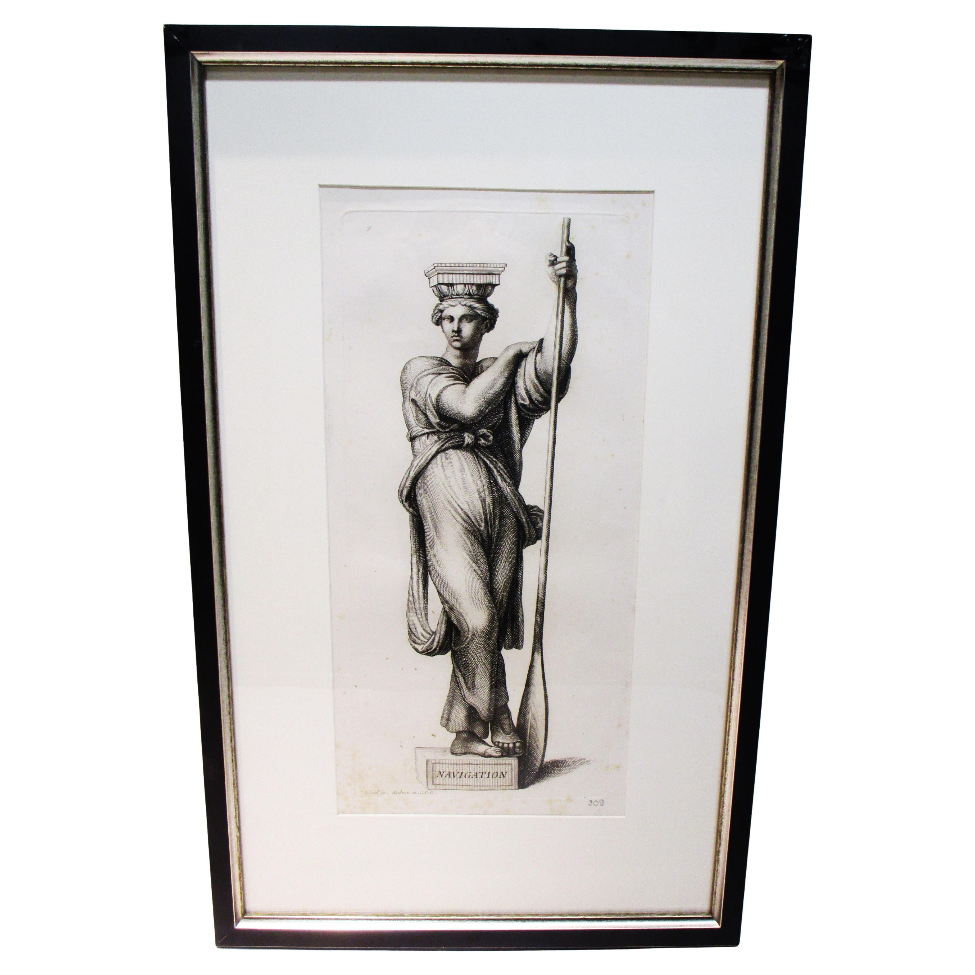 Según los grabados del siglo XVII de Gerard Audran ( fundador de la escuela de grabado de París 1640-1703 ) un conjunto de cuatro grabados firmados por Gerard Audran sobre papel gofrado de alta calidad de cariátides alegóricas. Estos grabados son de