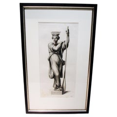 Conjunto de cuatro grabados antiguos de Gerard Audran Cariátides alegóricas de Rafael