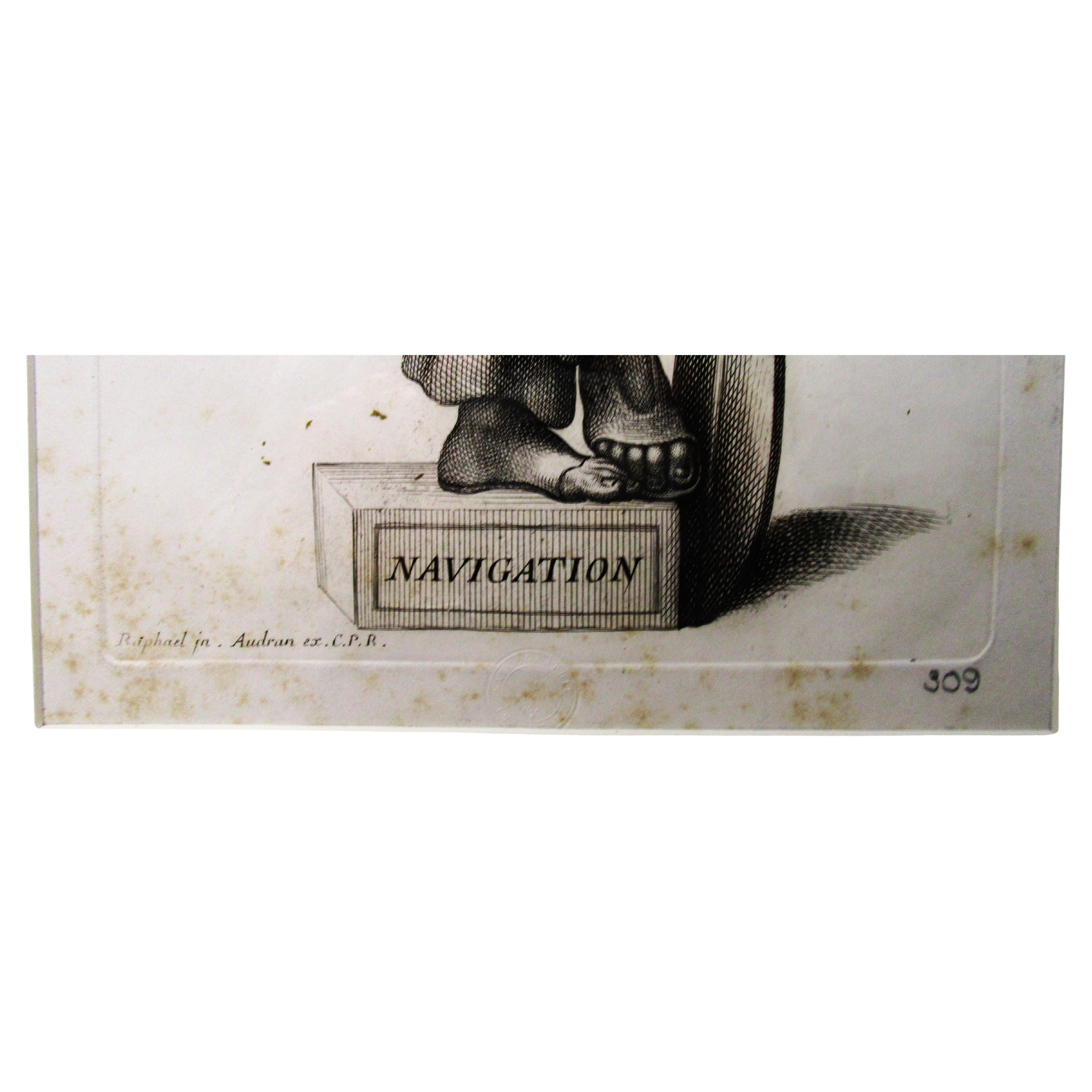 Conjunto de cuatro grabados antiguos de Gerard Audran Cariátides alegóricas de Rafael Neoclásico en venta