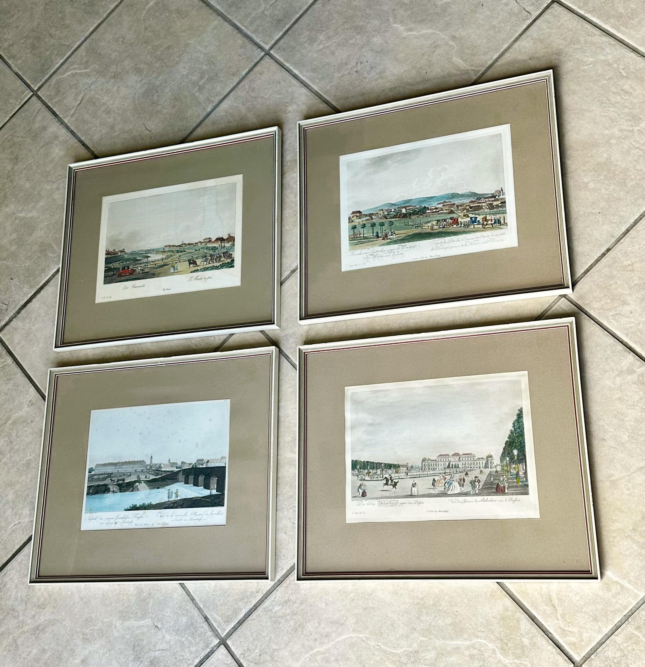Set of Four German 18th Century Colored City View Engravings For Sale 14