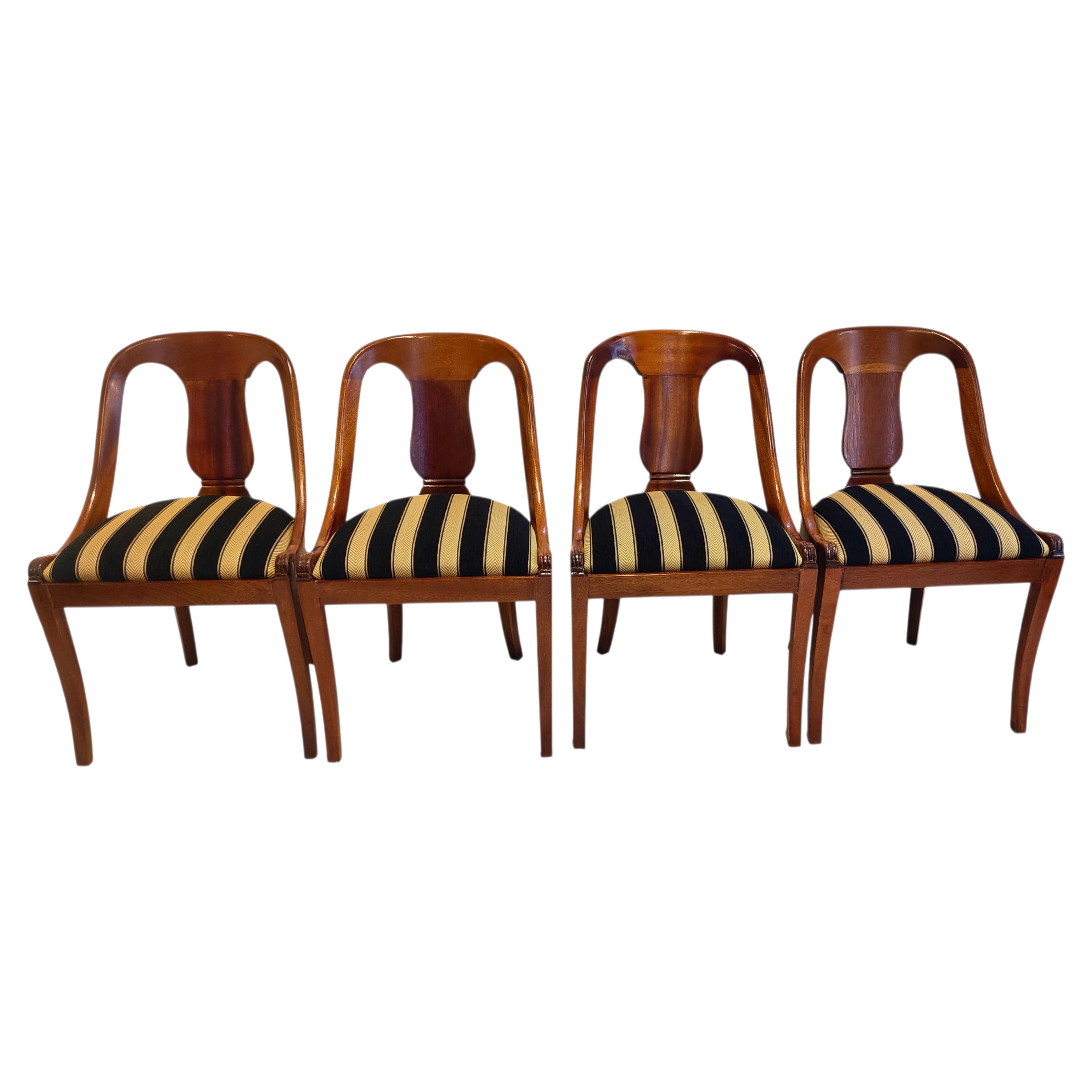 Set of Four German Biedermeier Gondola Chairs, circa 1820
