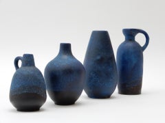 Set of Four German Blue Ceramic Vases, 1960s
