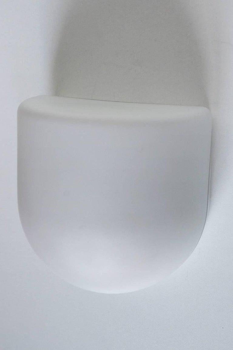 20th Century Set of Four German Vintage Minimalist White Glass Flush Mounts Wall Lights For Sale