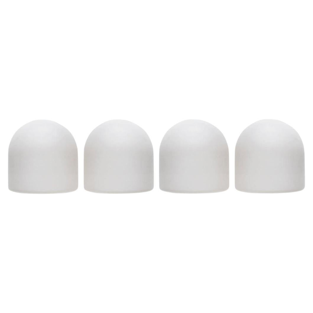 Set of Four German Vintage Minimalist White Glass Flush Mounts Wall Lights For Sale
