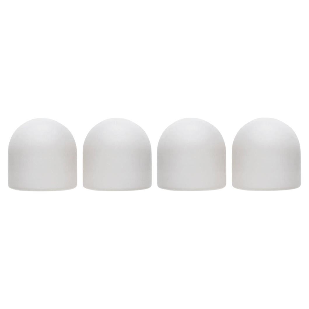 Set of Four German Vintage Minimalist White Glass Flush Mounts Wall Lights