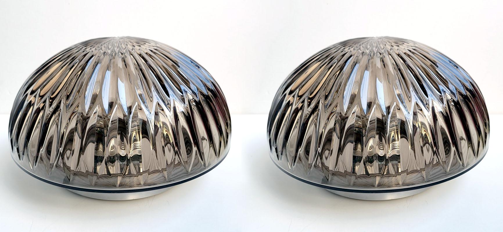 Mid-Century Modern Ensemble de quatre plafonniers ou encastrés muraux en verre sculpté allemands des années 1960 en vente
