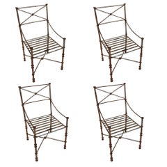 Set of Four Giacometti-Style Iron Chairs — Sculptural Modernist Italian Design Set of Four Giacometti-Style Iron Chairs — Sculptural Modernist Italian Design