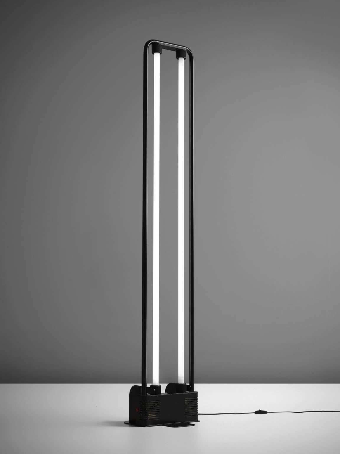Post-Modern Set of Four Gian Nicola Gigante Fluorescent Floor Lamps for Zerbetto
