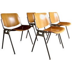 Set of Four Giancarlo Piretti DSC Axis 106 Chairs Castelli, circa 1960s, Italian