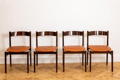 Set of Four Gianfranco Frattini Model 101 Dining Chairs in Rosewood and Leather