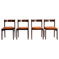 Retro Set of Four Gianfranco Frattini Model 101 Dining Chairs in Rosewood and Leather