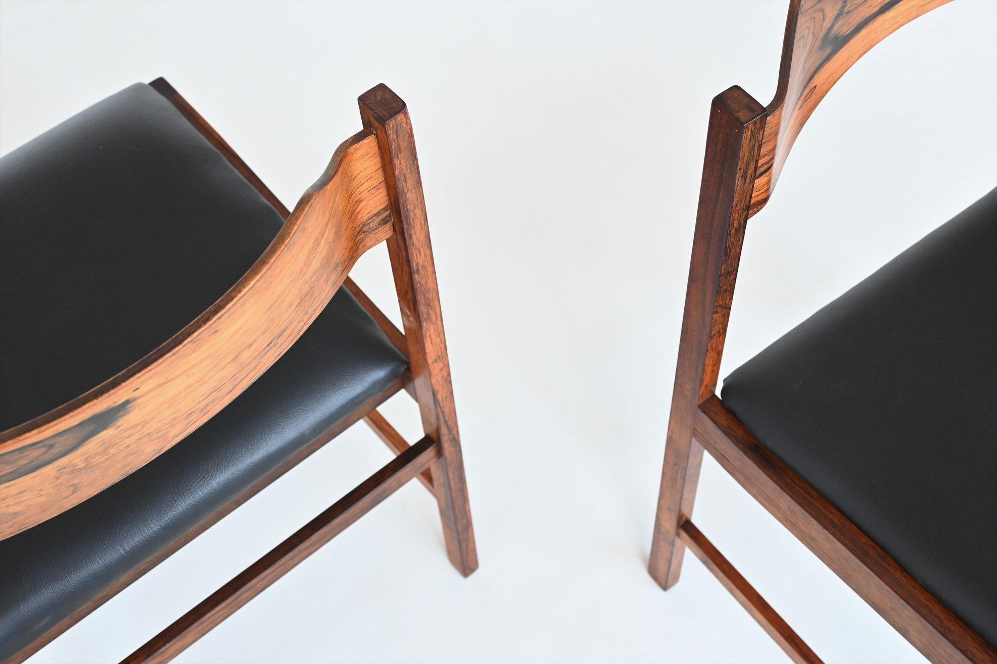 Set of Four Gianfranco Frattini Style Rosewood Dining Chairs, Italy, 1960 4