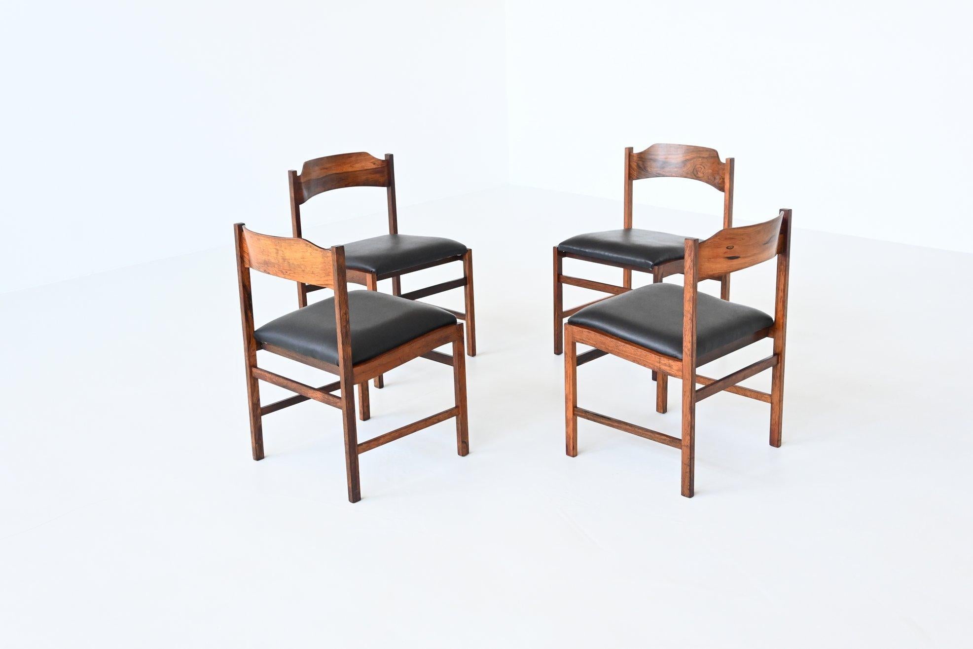Set of Four Gianfranco Frattini Style Rosewood Dining Chairs, Italy, 1960 2