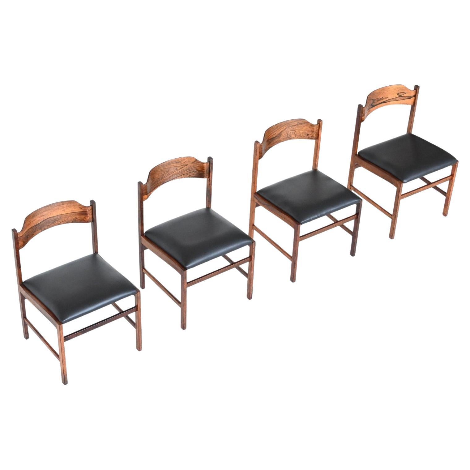 Set of Four Gianfranco Frattini Style Rosewood Dining Chairs, Italy, 1960