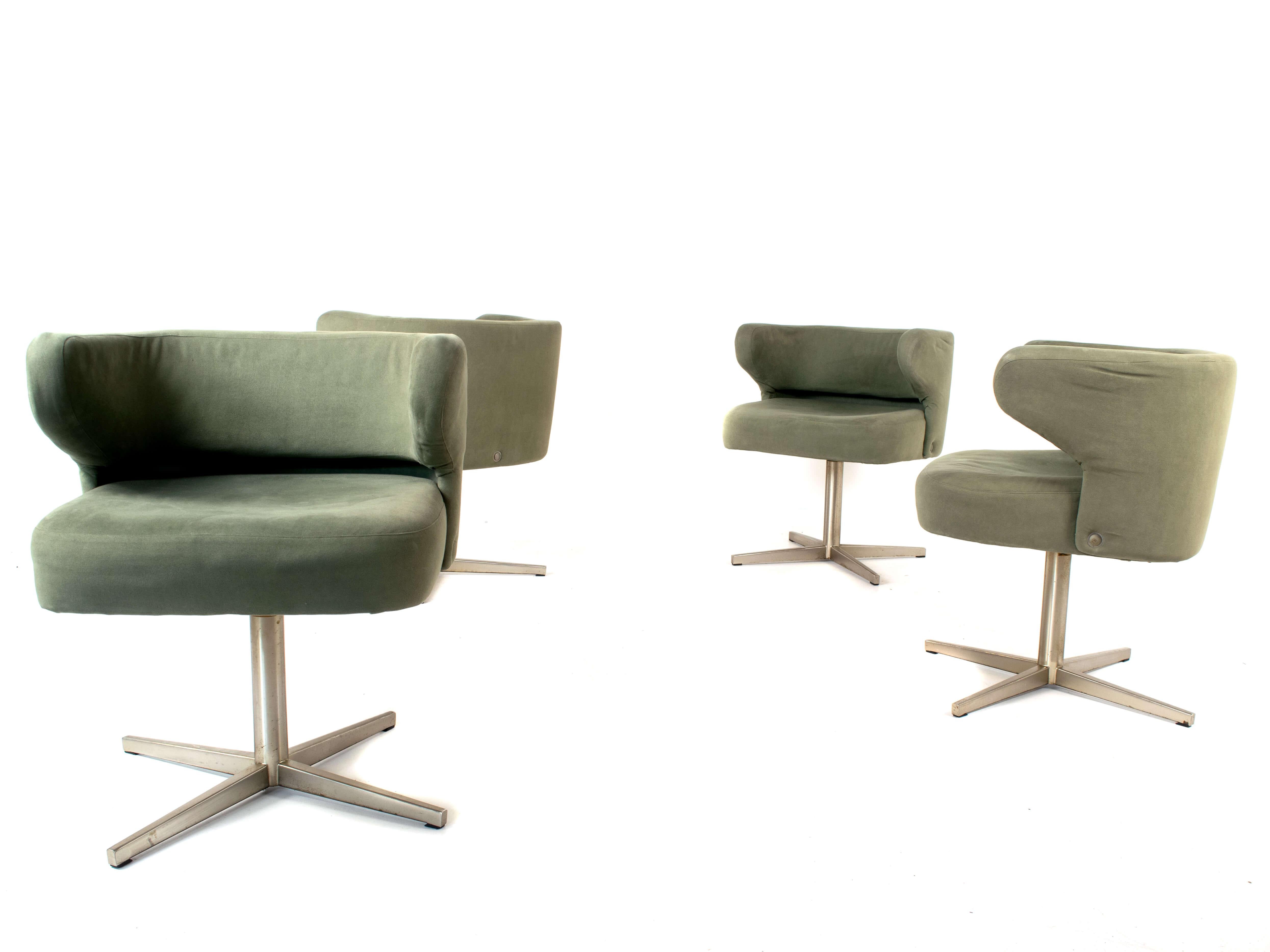 Mid-Century Modern Set of Four Gianni Moscatelli Swivel 'Poney' Chairs for Formanova, Italy, 1970's